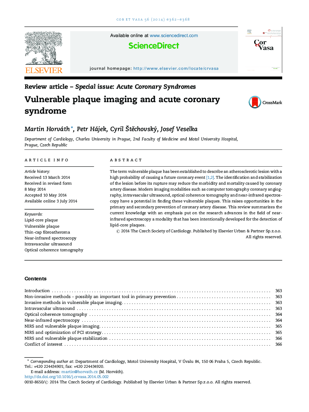 Vulnerable plaque imaging and acute coronary syndrome