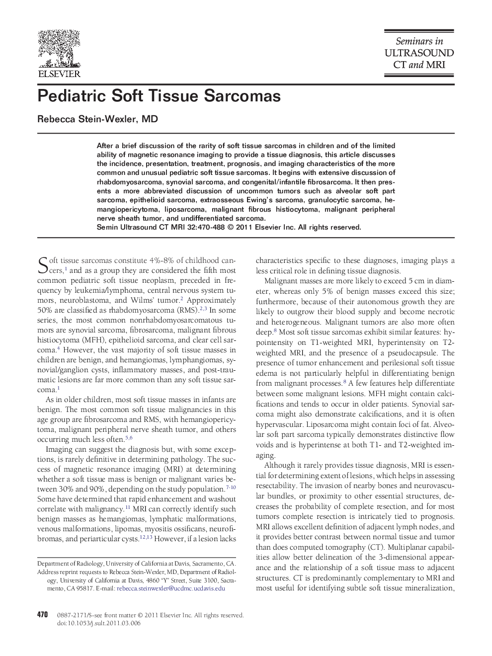 Pediatric Soft Tissue Sarcomas