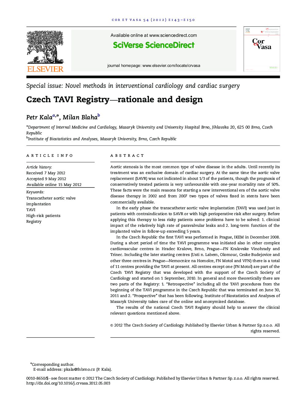 Czech TAVI Registry—rationale and design