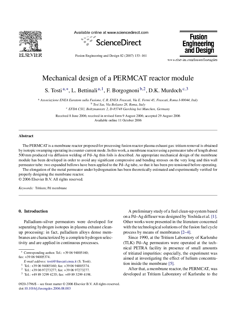 Mechanical design of a PERMCAT reactor module