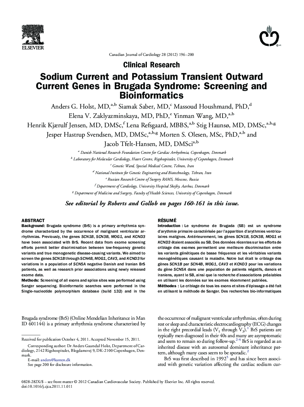 Sodium Current and Potassium Transient Outward Current Genes in Brugada Syndrome: Screening and Bioinformatics 