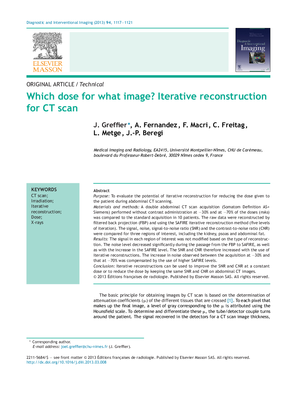 Which dose for what image? Iterative reconstruction for CT scan