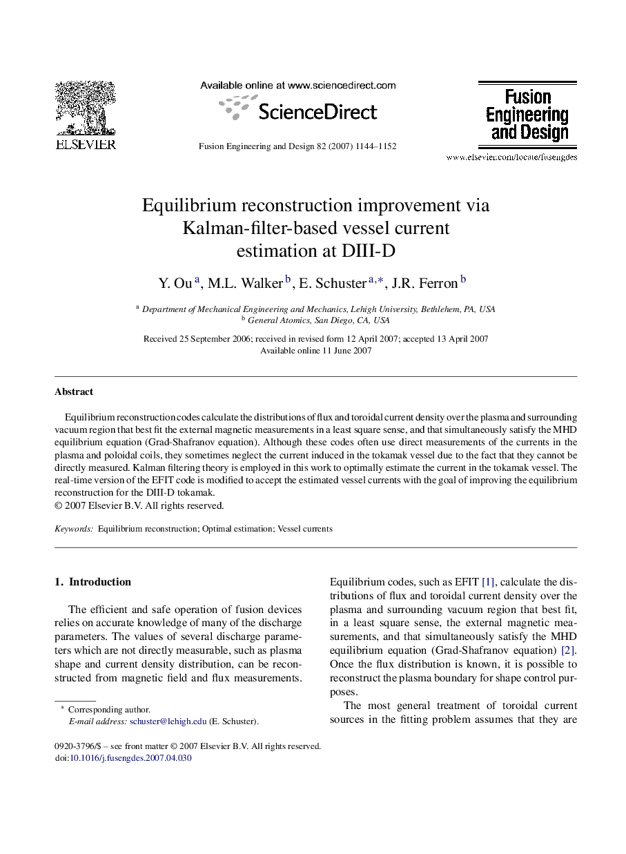 Equilibrium reconstruction improvement via Kalman-filter-based vessel current estimation at DIII-D