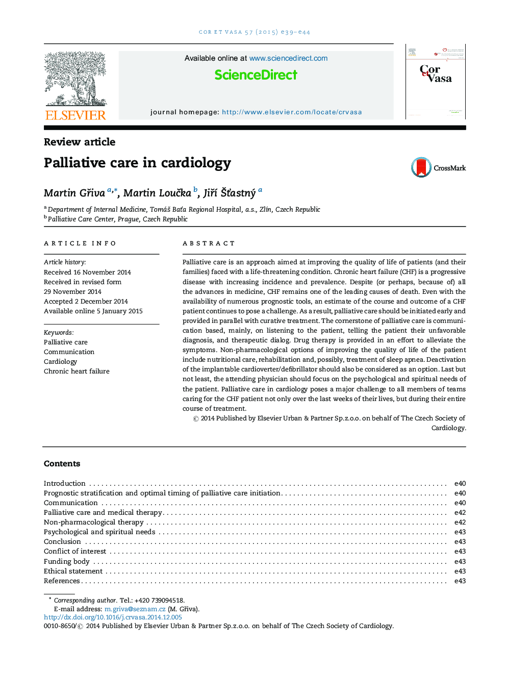 Palliative care in cardiology