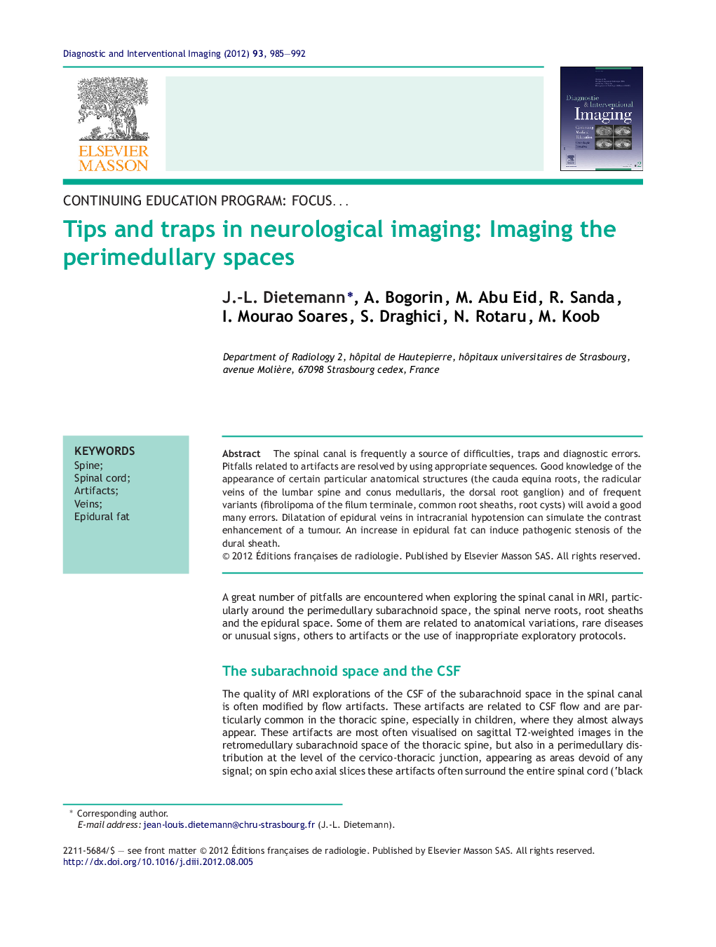 Tips and traps in neurological imaging: Imaging the perimedullary spaces