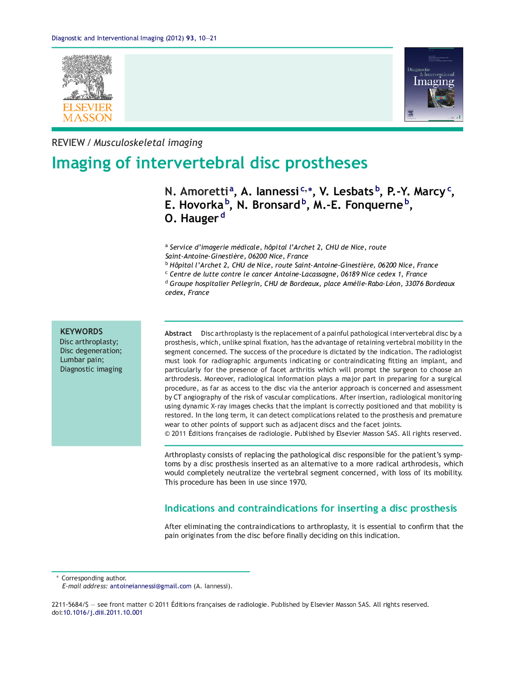 Imaging of intervertebral disc prostheses