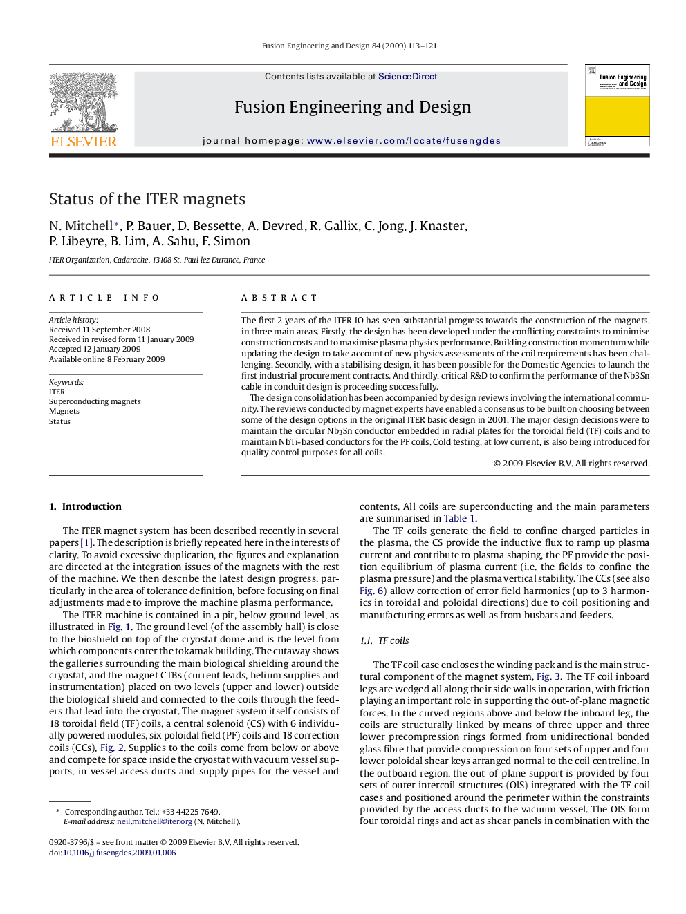 Status of the ITER magnets