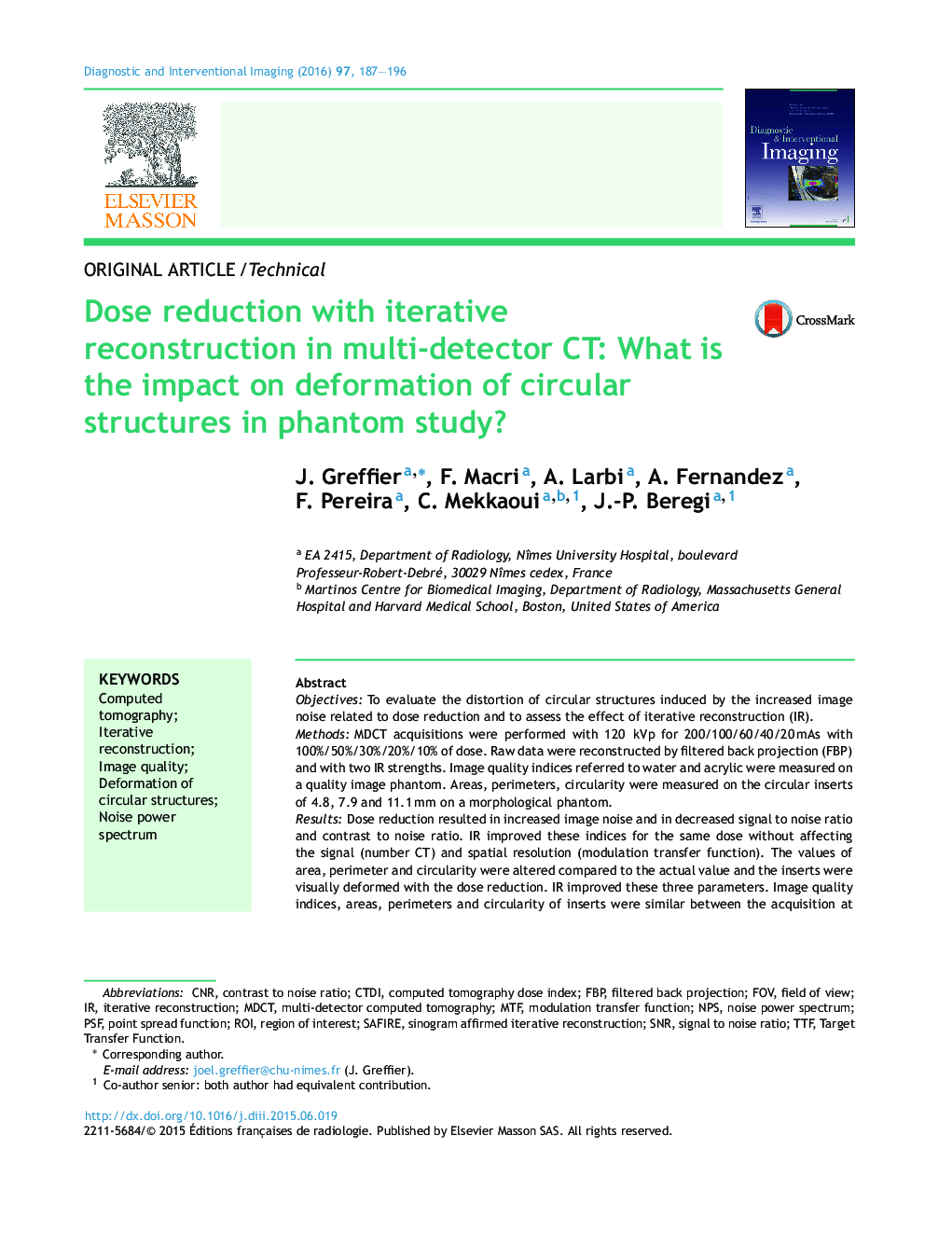 Dose reduction with iterative reconstruction in multi-detector CT: What is the impact on deformation of circular structures in phantom study?