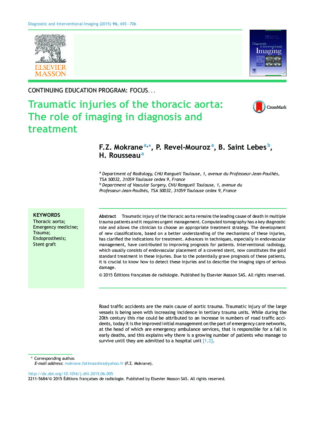آسیب های تروماتیک آئورت قفسه سینه: نقش تصویربرداری در تشخیص و درمان 