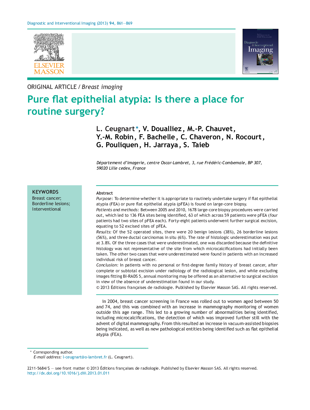 Pure flat epithelial atypia: Is there a place for routine surgery?