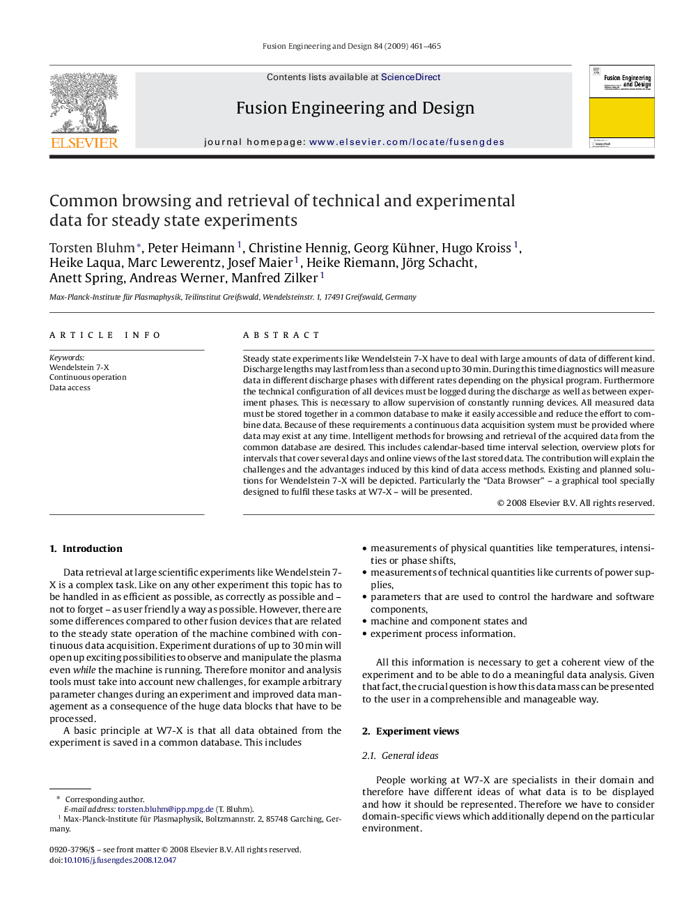 Common browsing and retrieval of technical and experimental data for steady state experiments