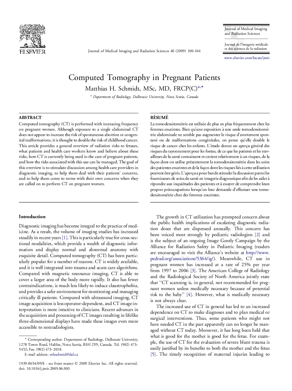 Computed Tomography in Pregnant Patients