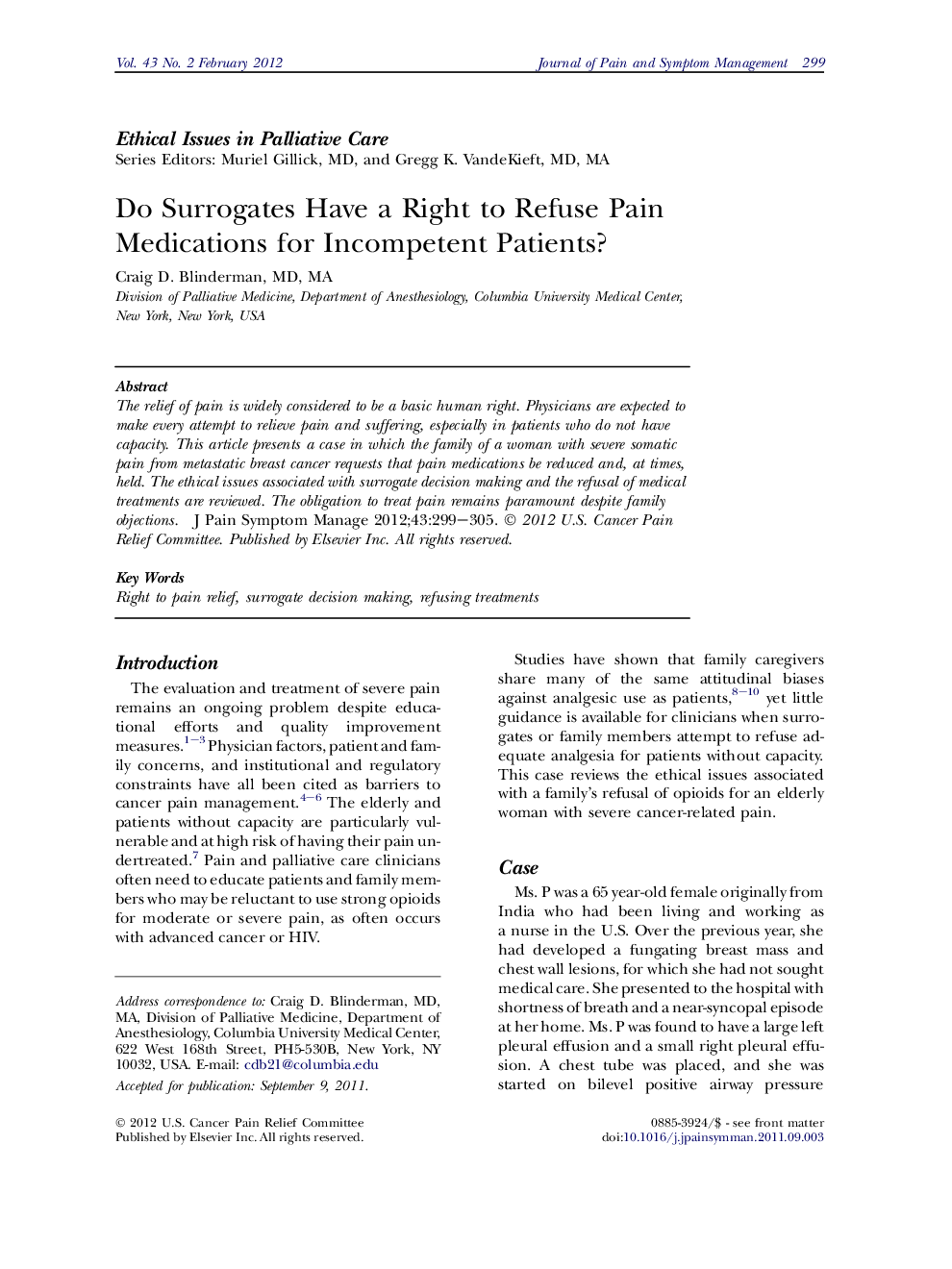 Do Surrogates Have a Right to Refuse Pain Medications for Incompetent Patients?