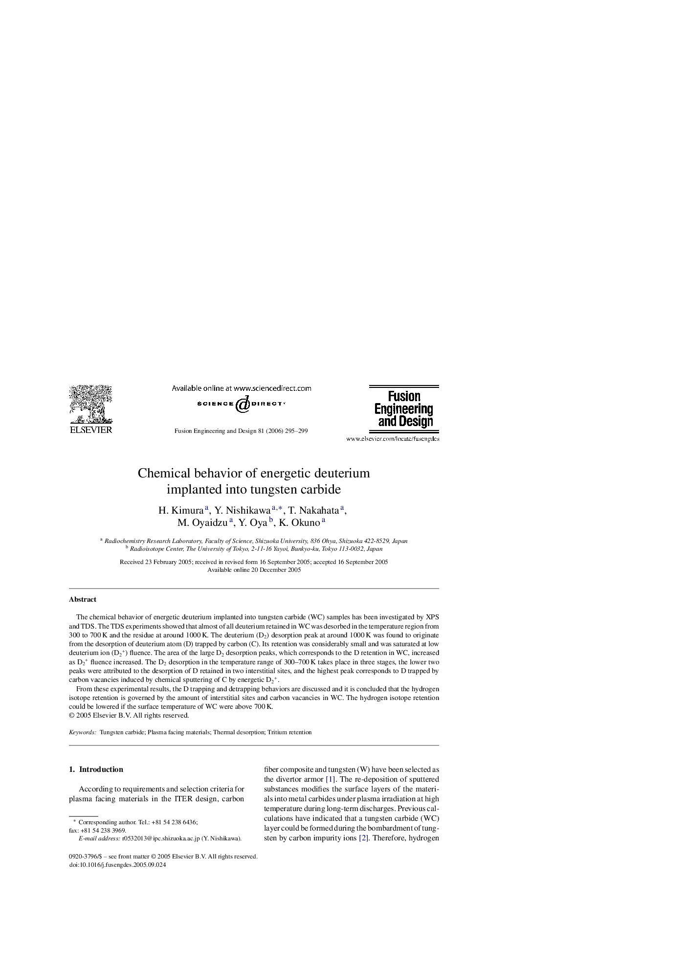 Chemical behavior of energetic deuterium implanted into tungsten carbide