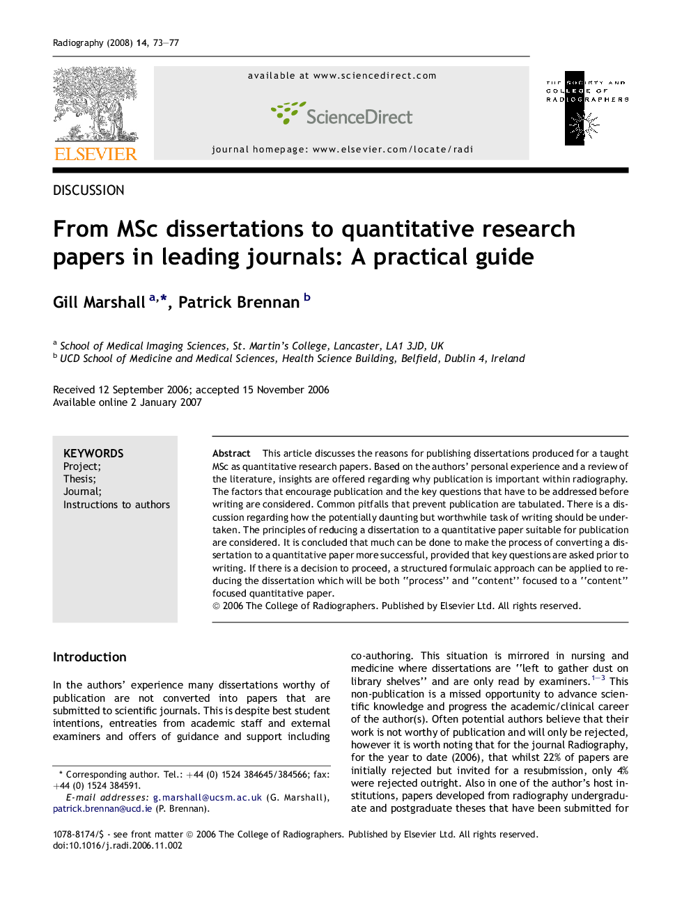 From MSc dissertations to quantitative research papers in leading journals: A practical guide