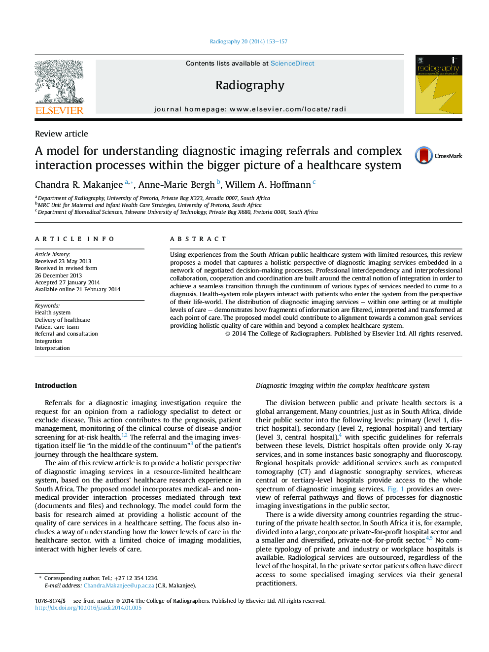 مدل برای فهم ارجاع های تصویری تشخیصی و فرآیندهای پیچیده تعامل در تصویر بزرگتر از یک سیستم مراقبت بهداشتی 
