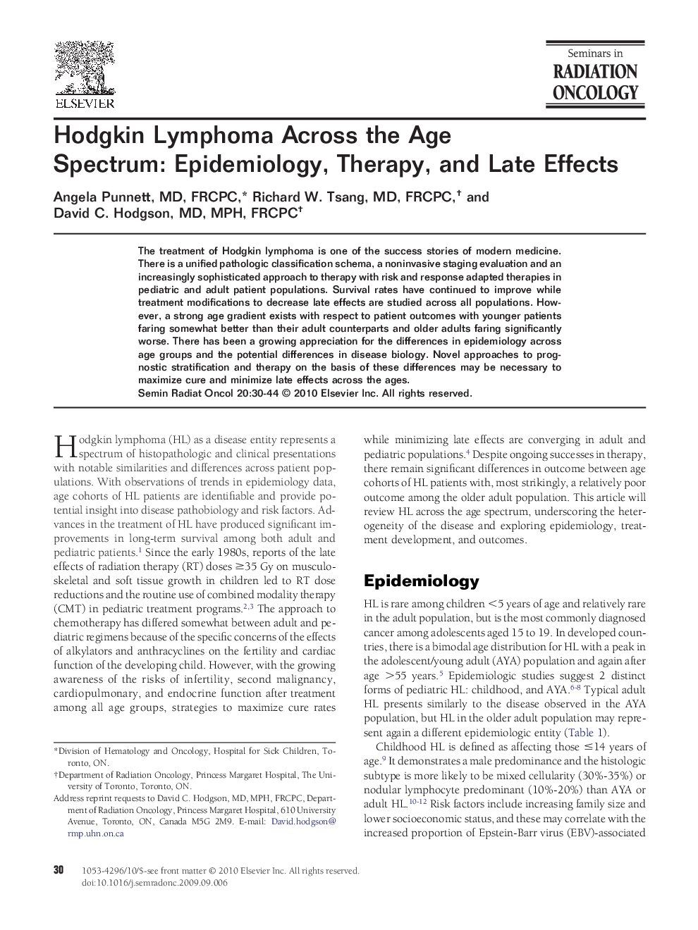 عکس صفحه اول مقاله: Hodgkin Lymphoma Across the Age Spectrum: Epidemiology, Therapy, and Late Effects Hodgkin Lymphoma Across the Age Spectrum: Epidemiology, Therapy, and Late Effects