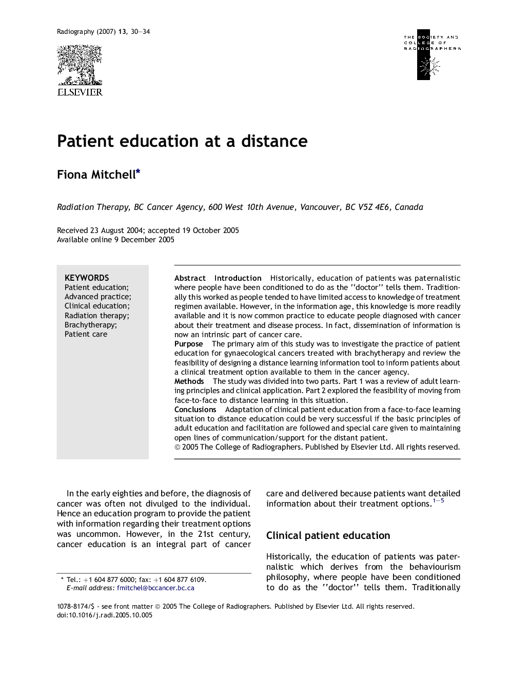 Patient education at a distance