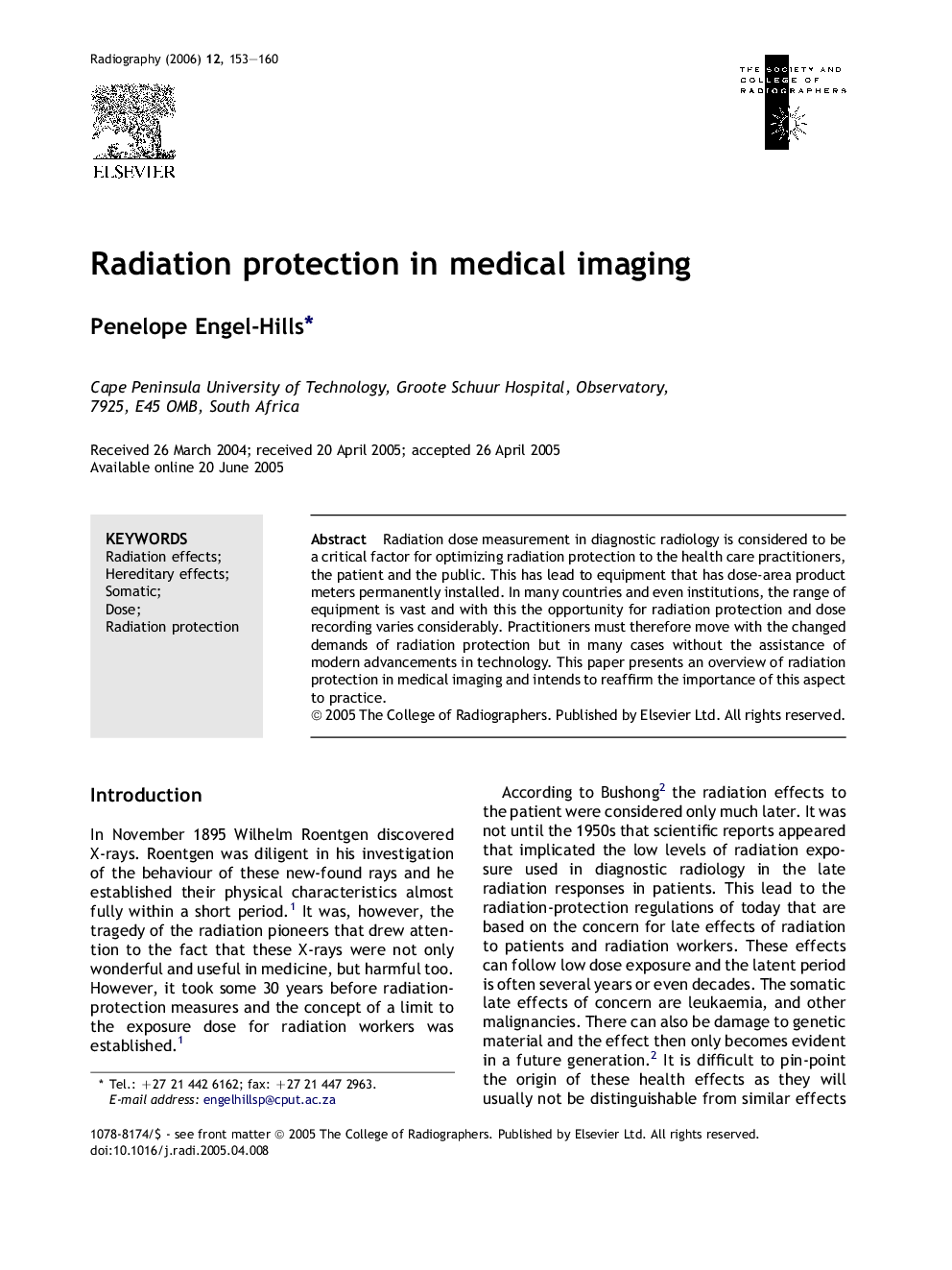 Radiation protection in medical imaging