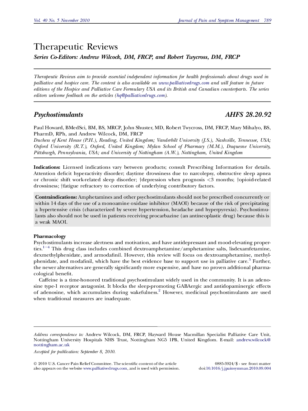 Psychostimulants 