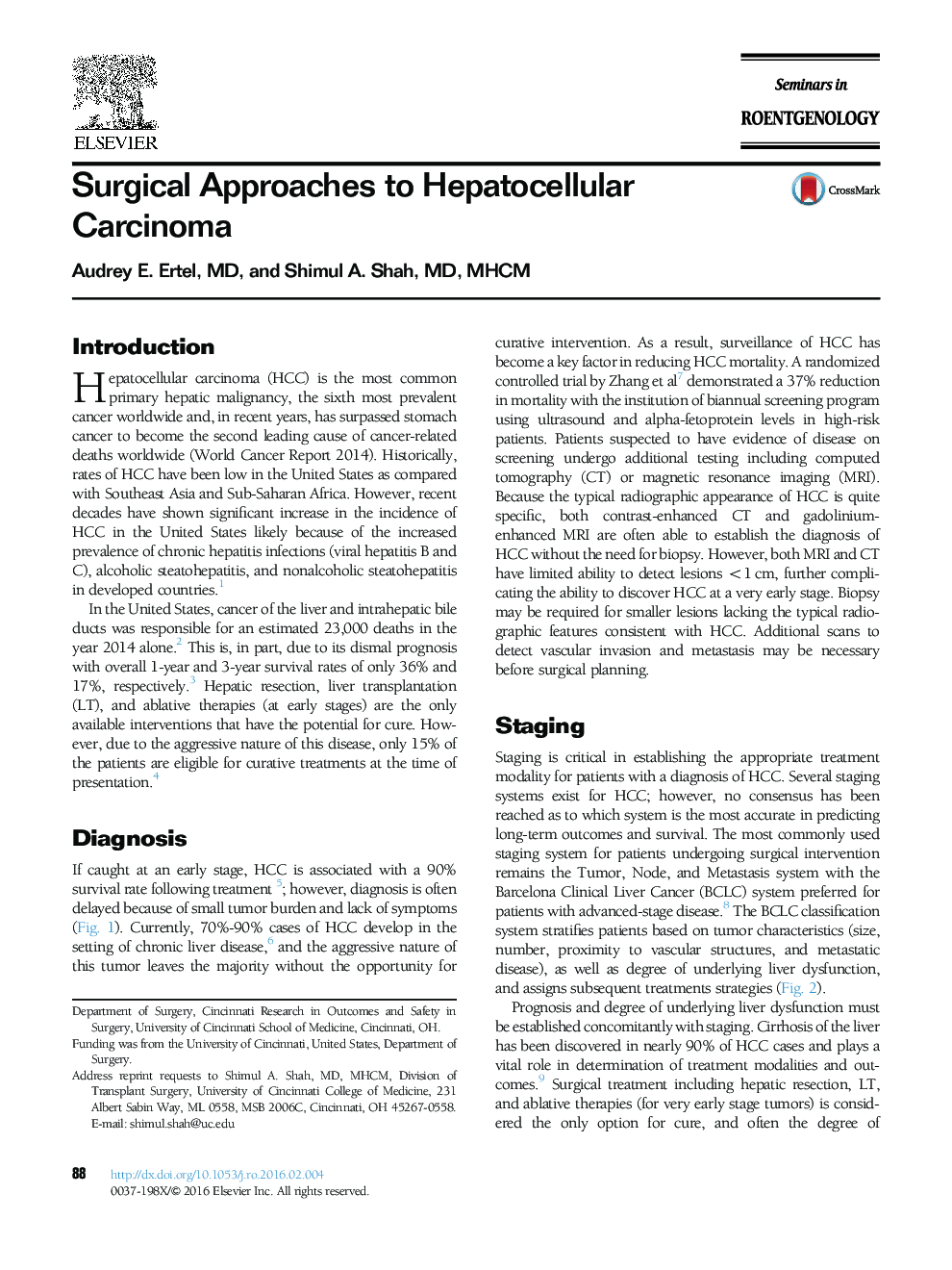 Surgical Approaches to Hepatocellular Carcinoma