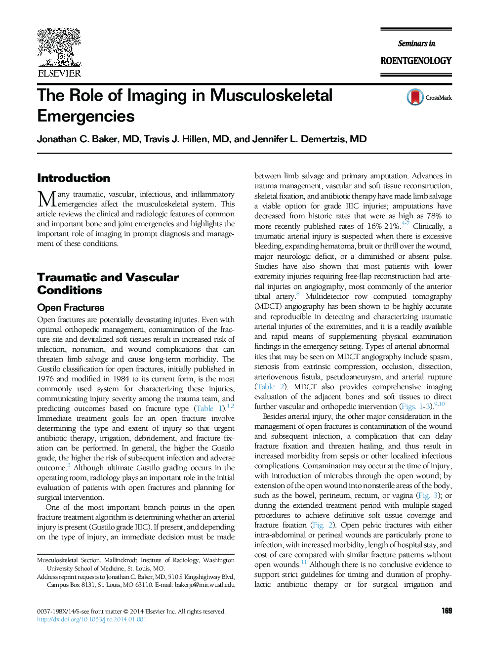 The Role of Imaging in Musculoskeletal Emergencies