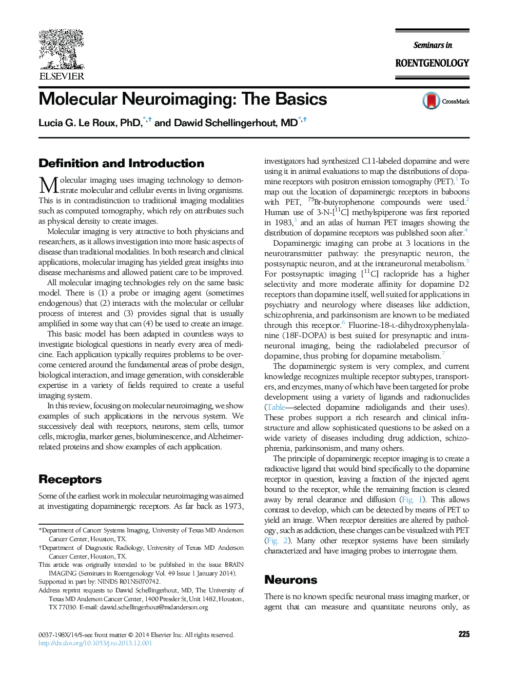 Molecular Neuroimaging: The Basics