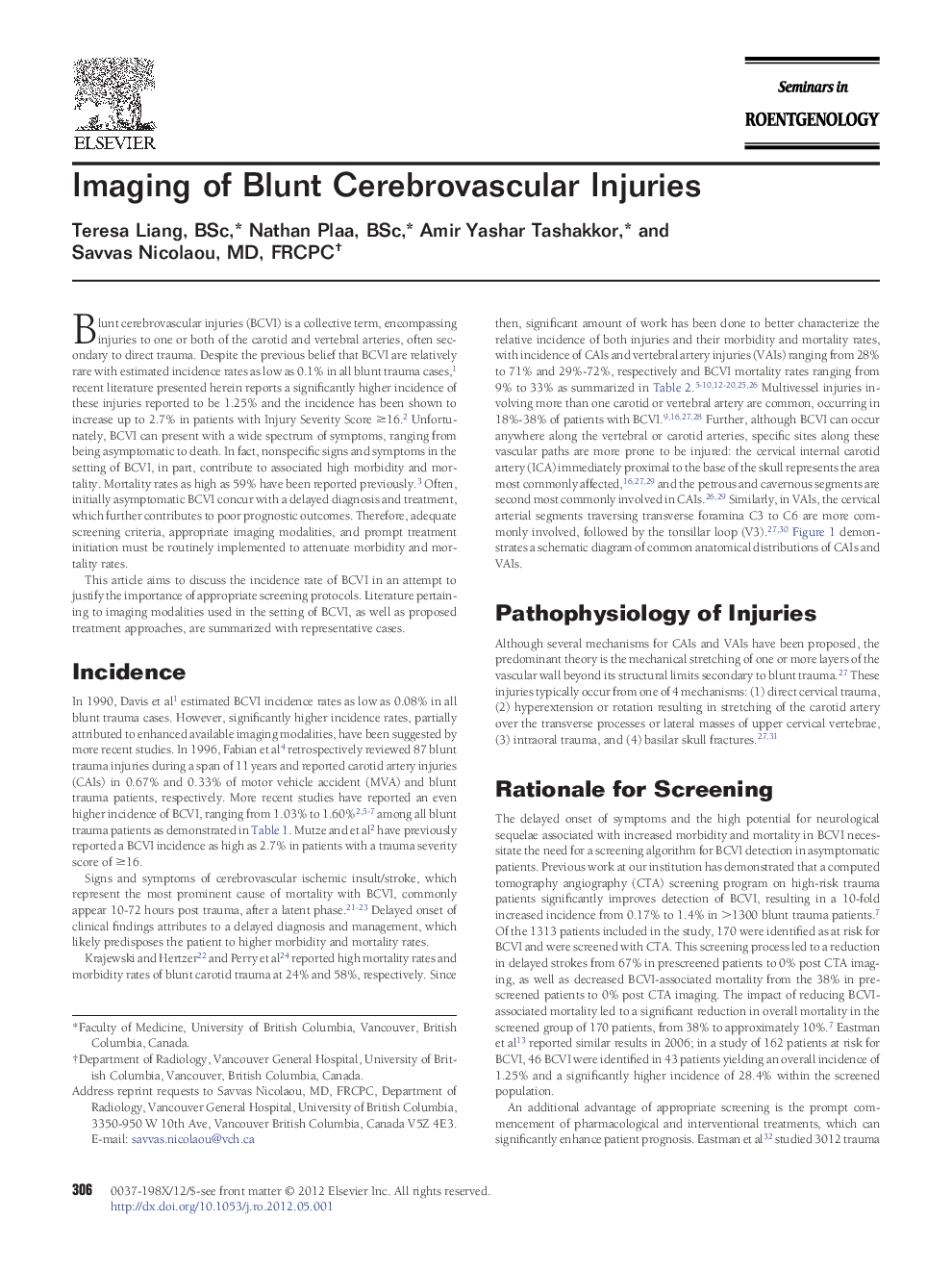 Imaging of Blunt Cerebrovascular Injuries