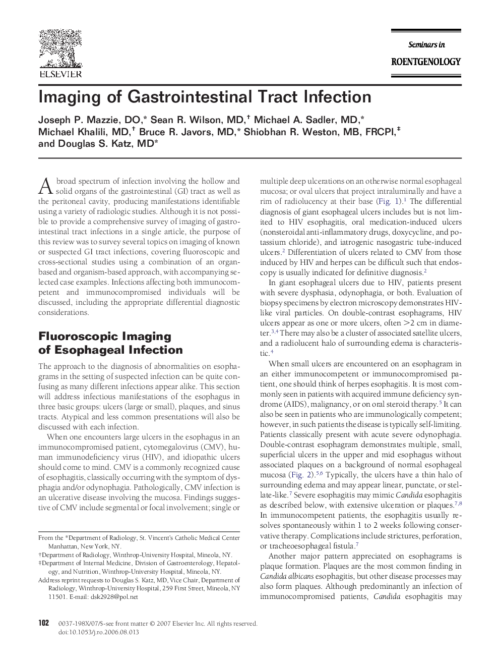 Imaging of Gastrointestinal Tract Infection