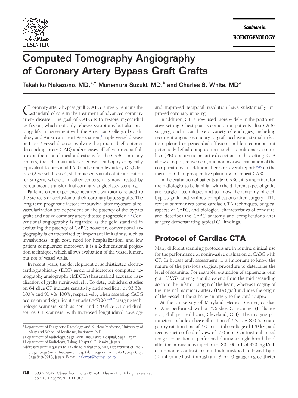 Computed Tomography Angiography of Coronary Artery Bypass Graft Grafts