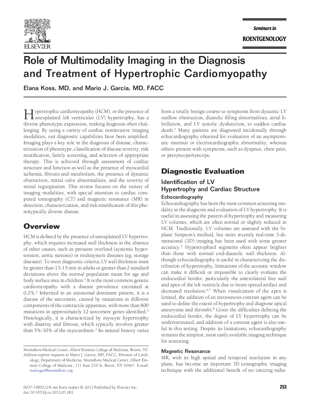 Role of Multimodality Imaging in the Diagnosis and Treatment of Hypertrophic Cardiomyopathy