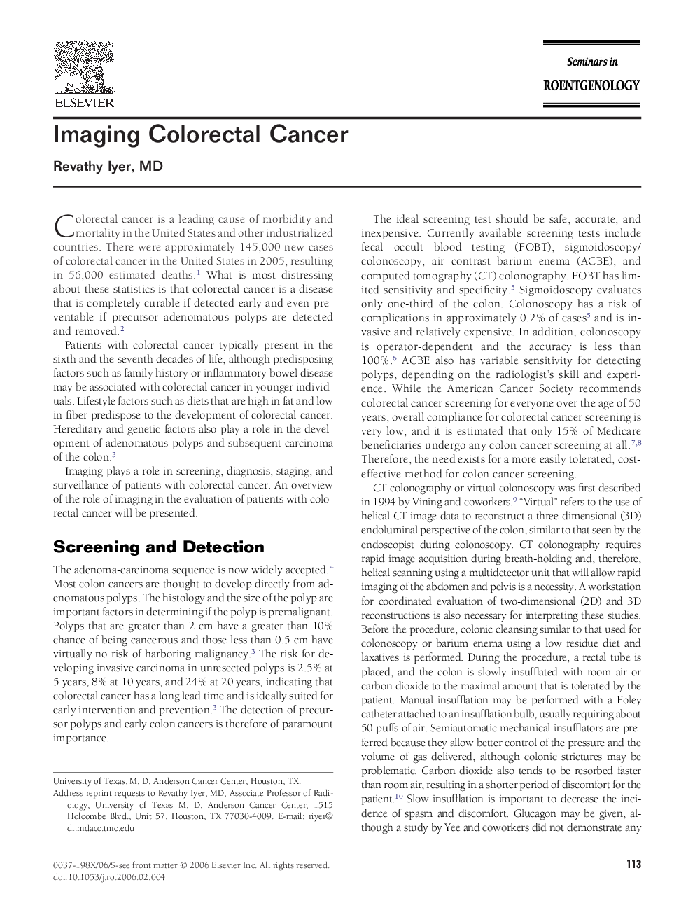 Imaging Colorectal Cancer