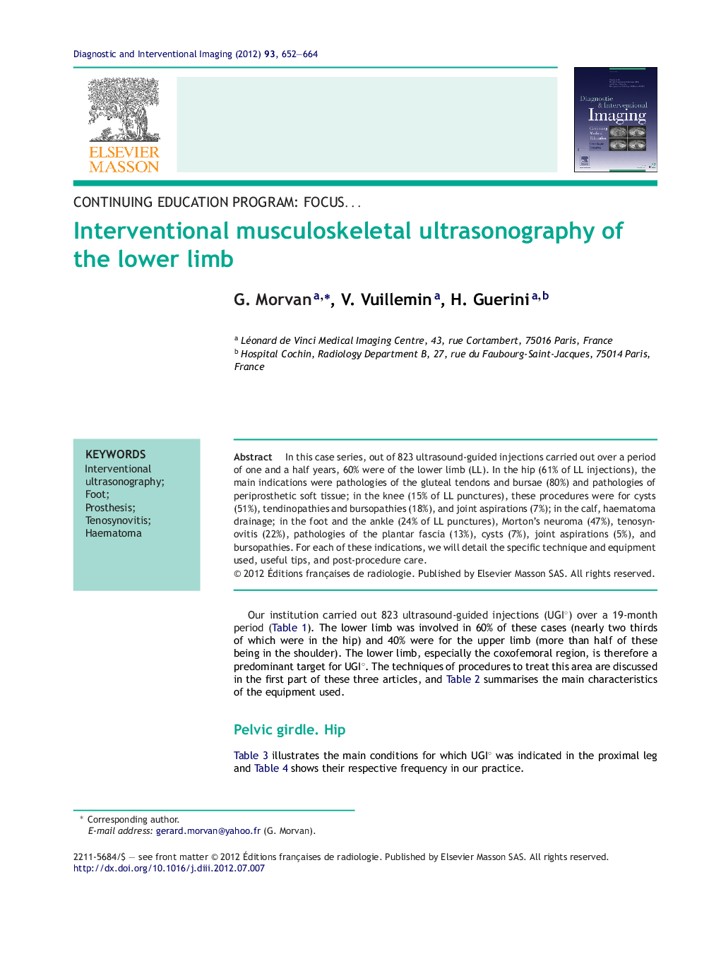 Interventional musculoskeletal ultrasonography of the lower limb