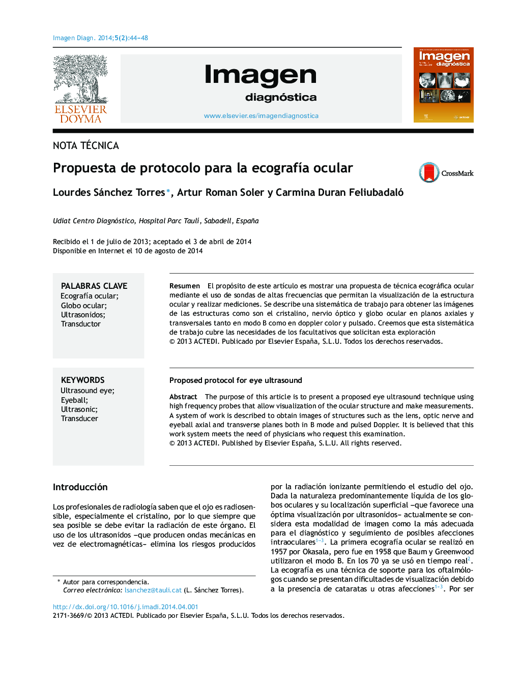 Propuesta de protocolo para la ecografÃ­a ocular