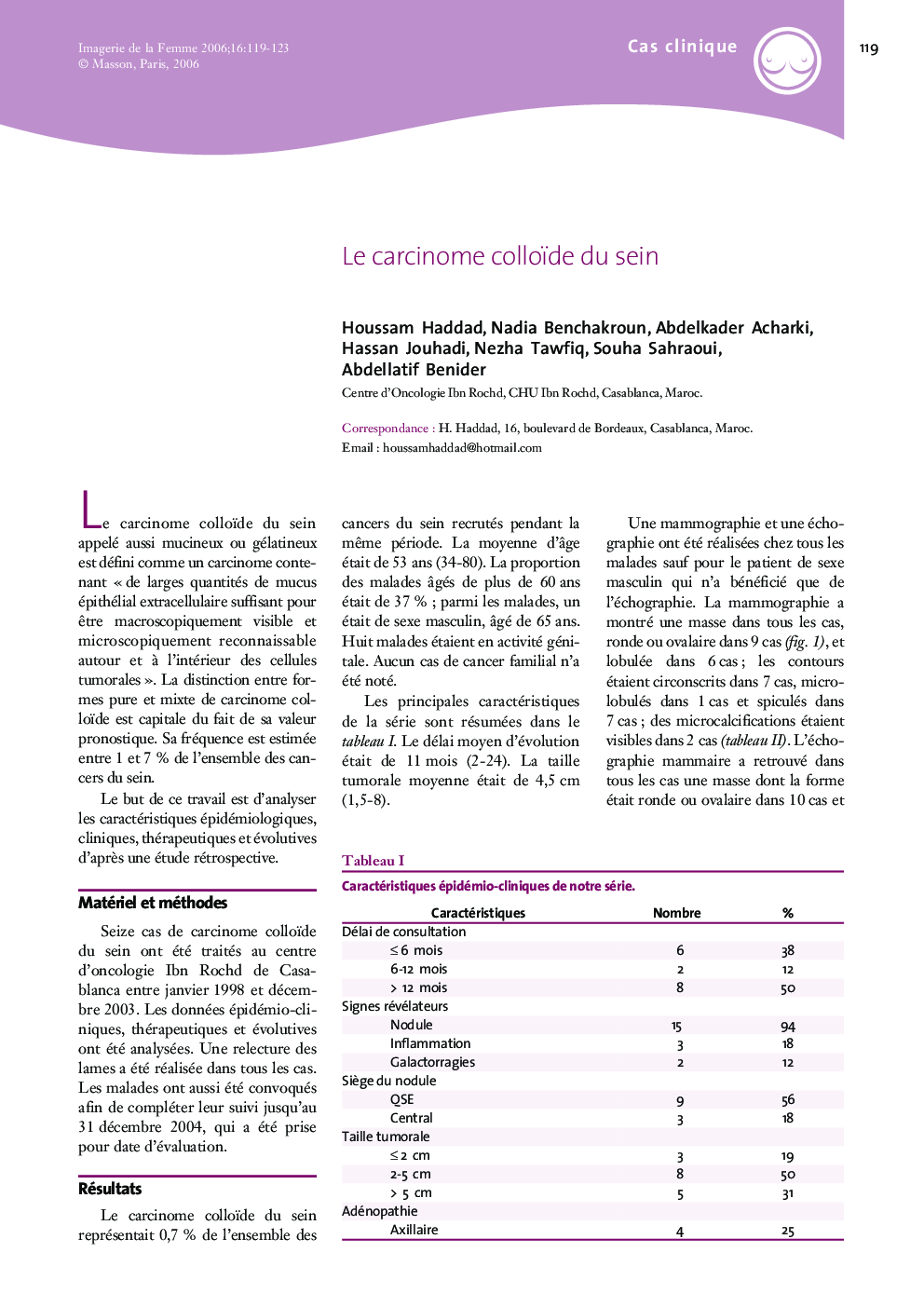 Le carcinome colloïde du sein