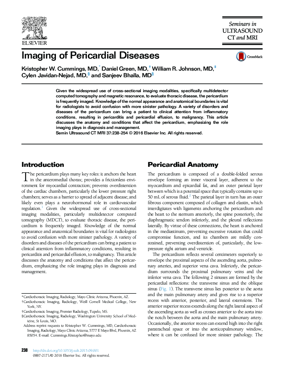 Imaging of Pericardial Diseases