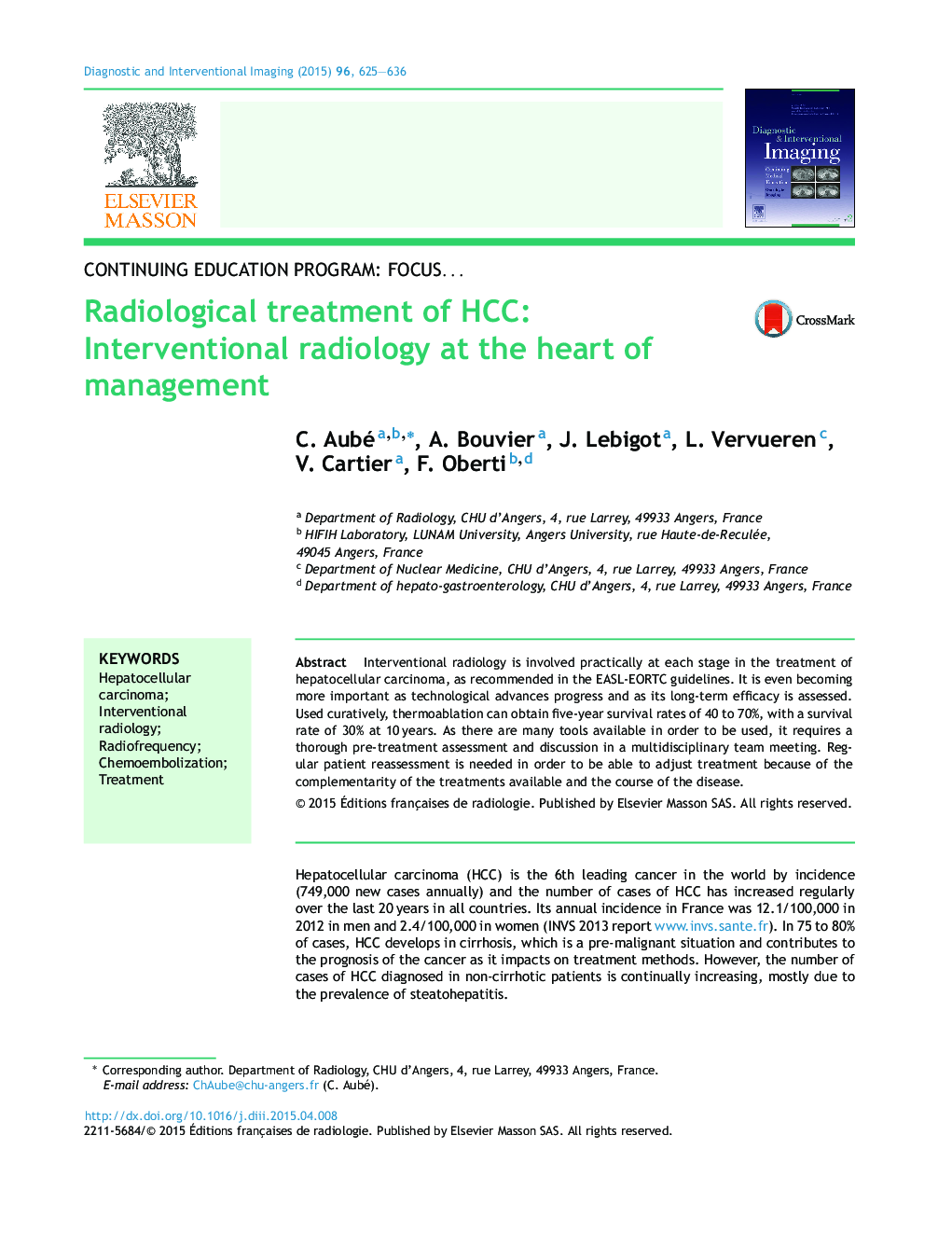 Radiological treatment of HCC: Interventional radiology at the heart of management