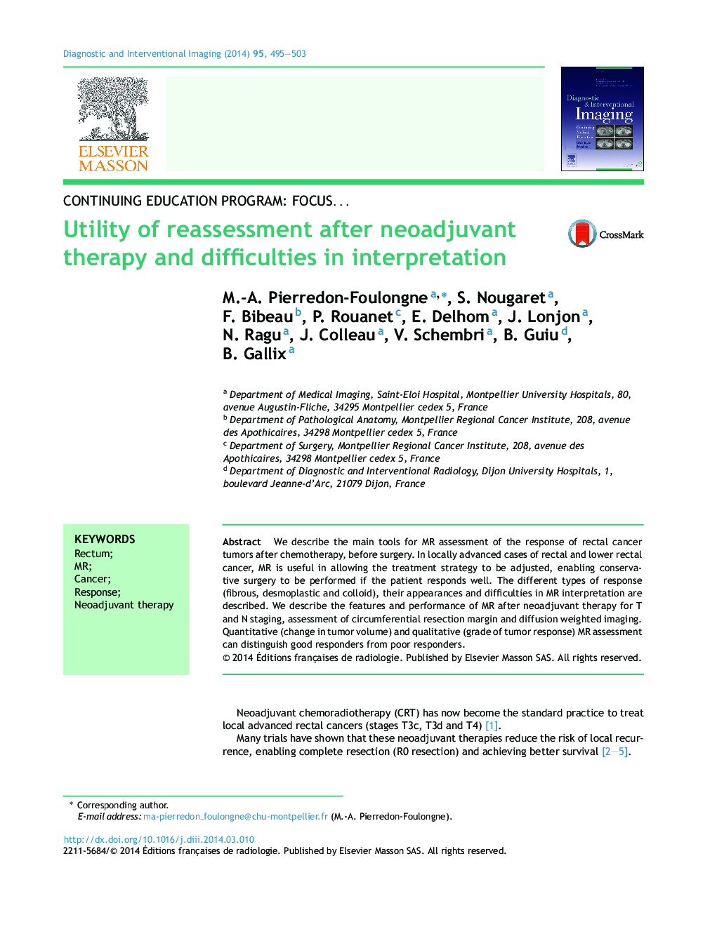 Utility of reassessment after neoadjuvant therapy and difficulties in interpretation