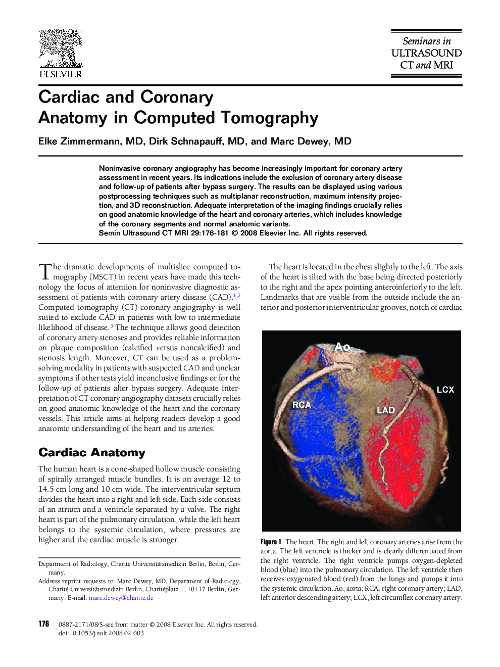 Cardiac and Coronary Anatomy in Computed Tomography