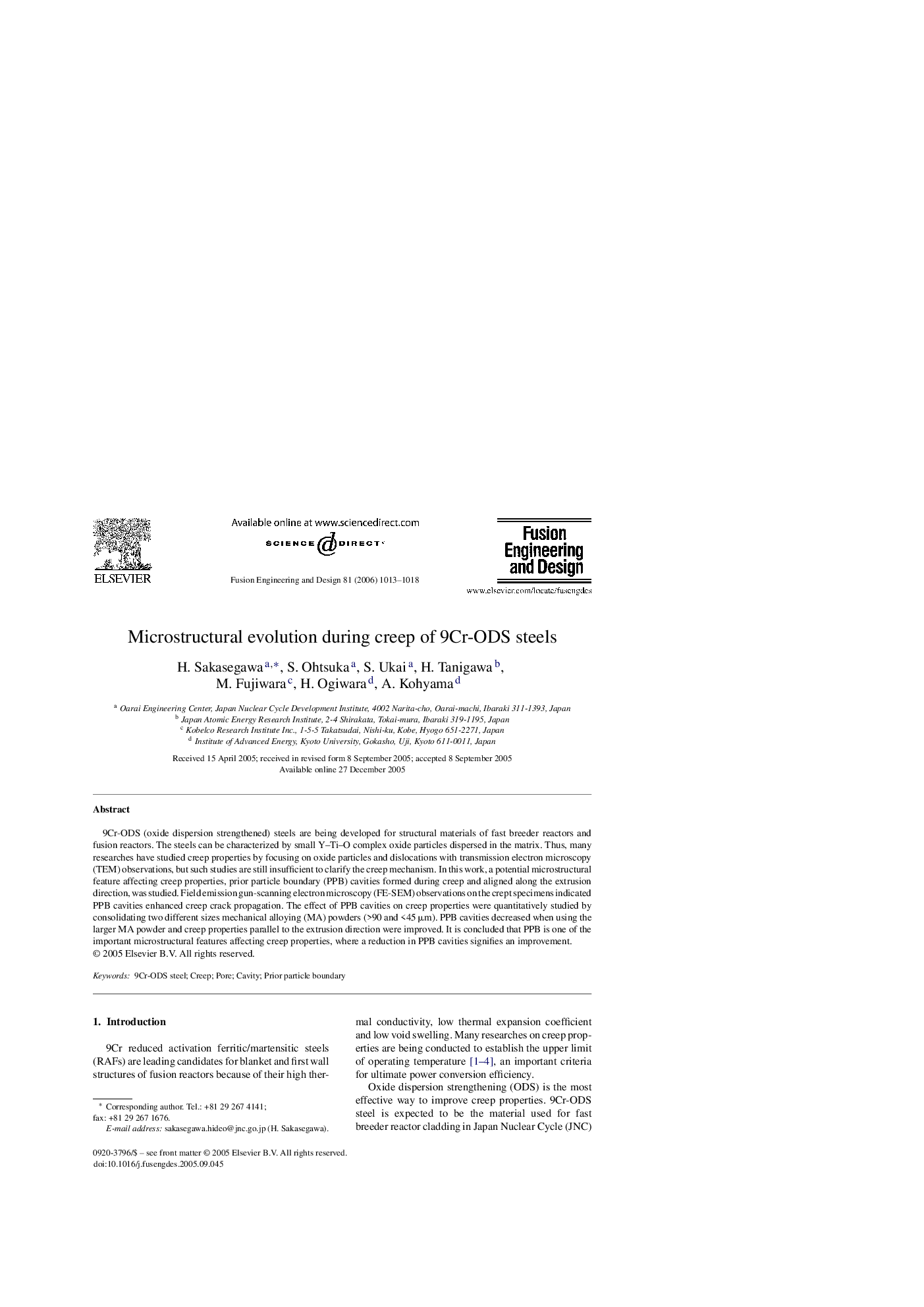 Microstructural evolution during creep of 9Cr-ODS steels