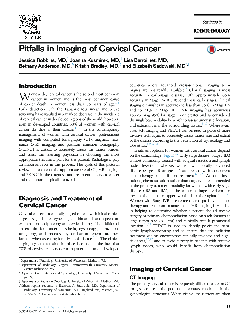 Pitfalls in Imaging of Cervical Cancer