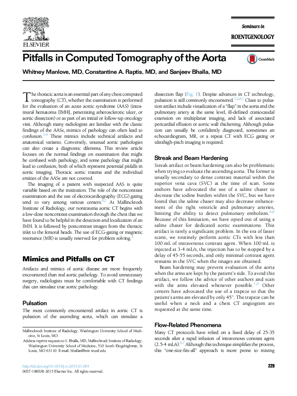 Pitfalls in Computed Tomography of the Aorta