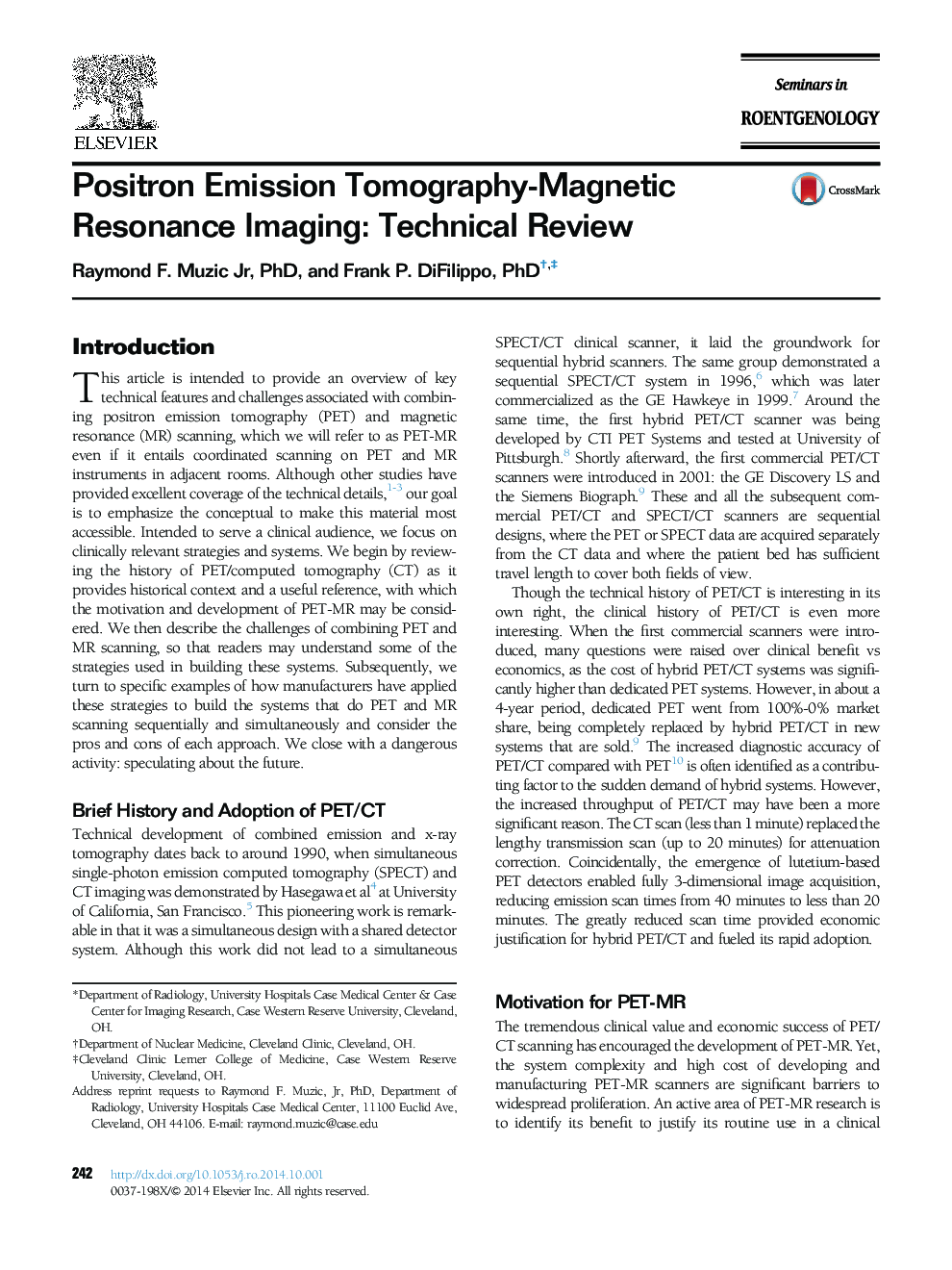 توموگرافی انتشار پوزیترون - تصویربرداری رزونانس مغناطیسی: بررسی فنی 