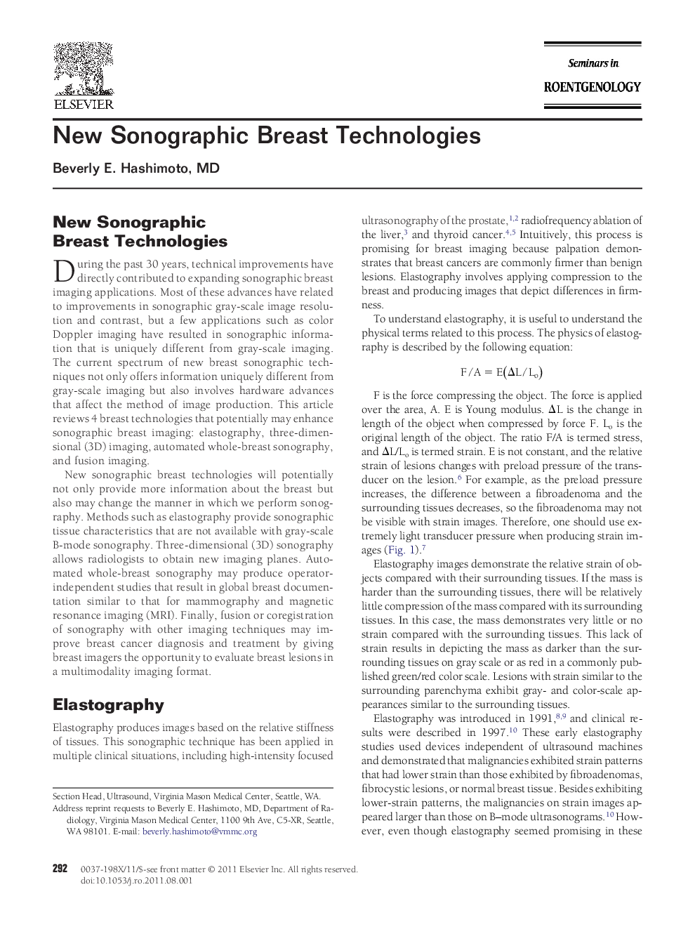 New Sonographic Breast Technologies