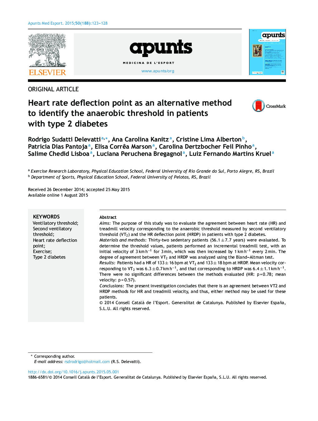 Heart rate deflection point as an alternative method to identify the anaerobic threshold in patients with type 2 diabetes