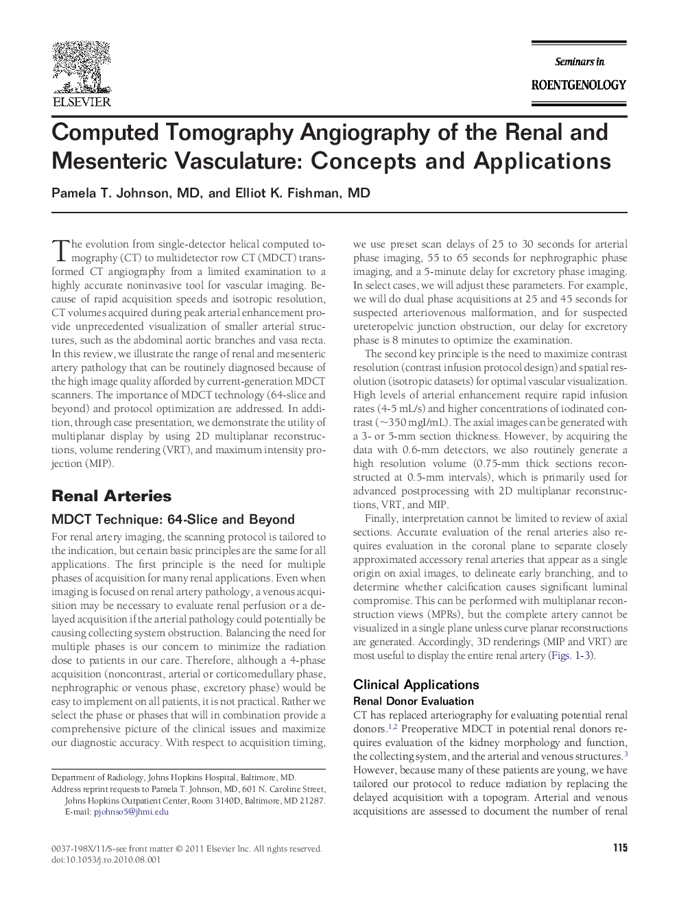 Computed Tomography Angiography of the Renal and Mesenteric Vasculature: Concepts and Applications