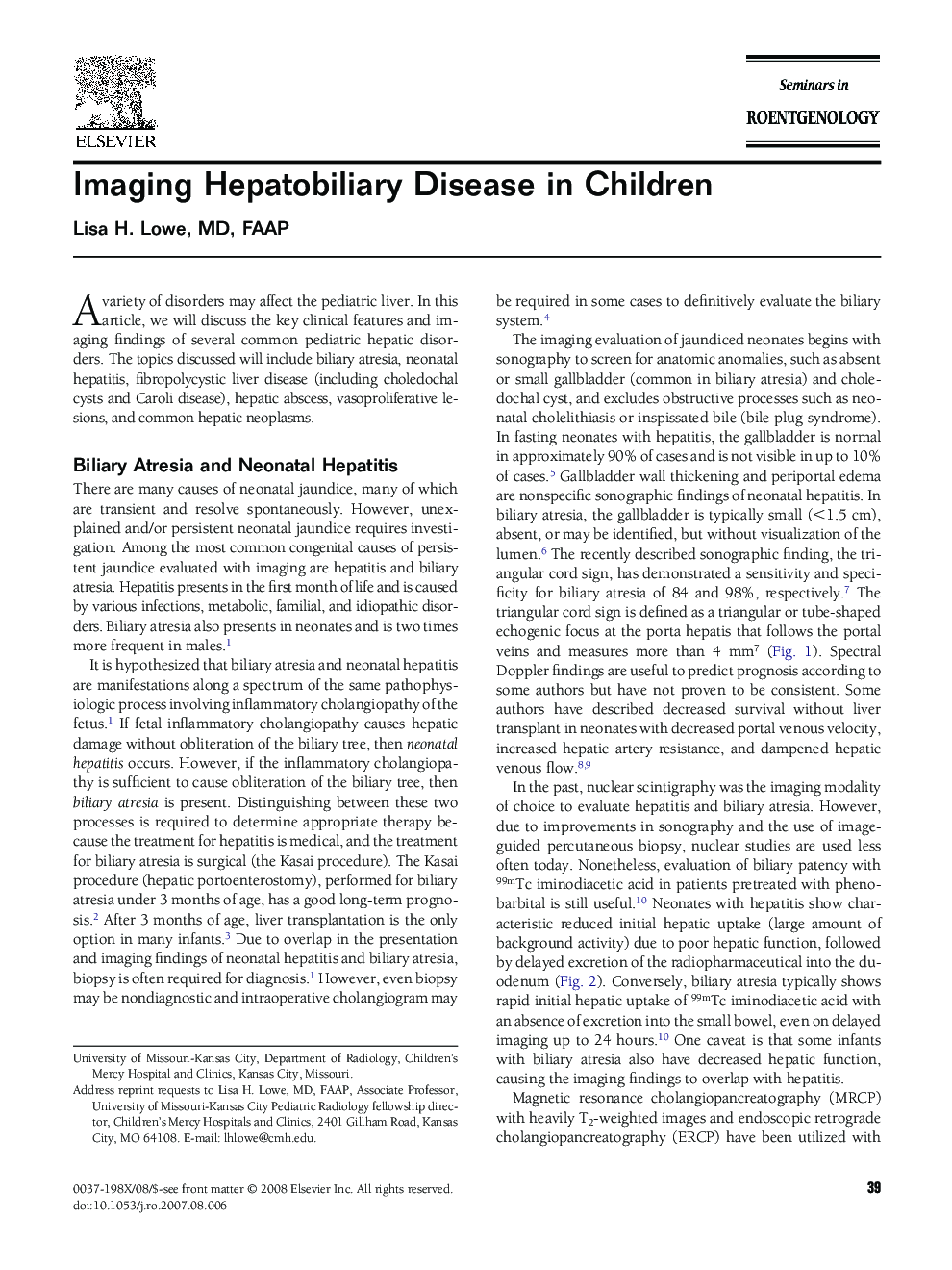 Imaging Hepatobiliary Disease in Children