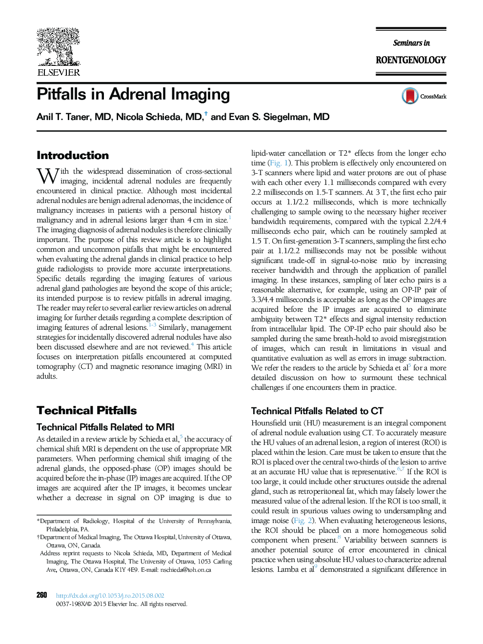 Pitfalls in Adrenal Imaging