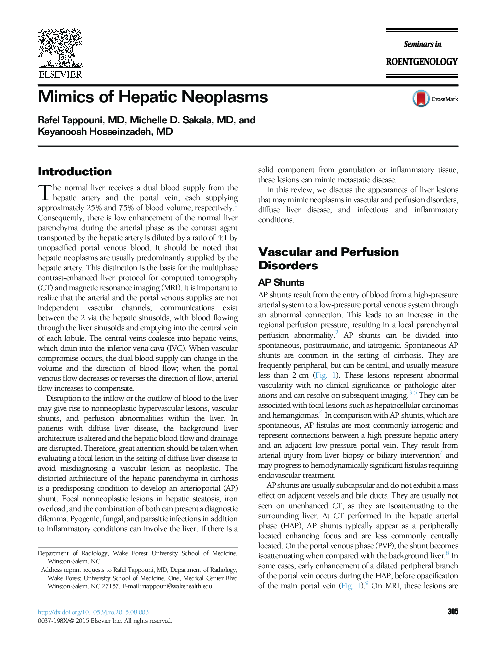 Mimics of Hepatic Neoplasms