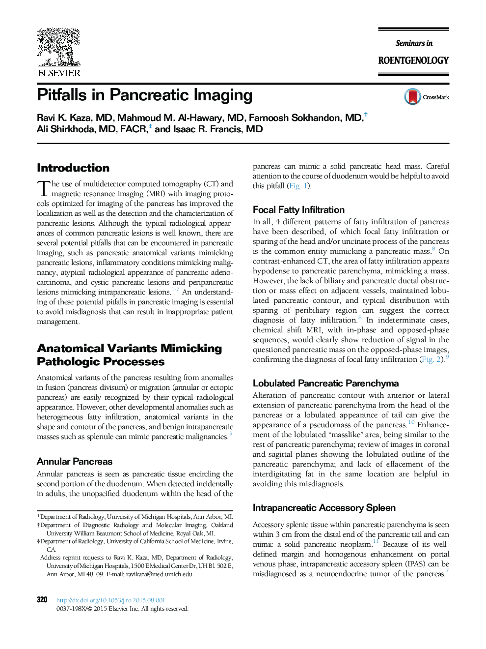 Pitfalls in Pancreatic Imaging